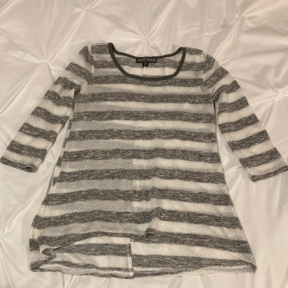 Gray and white striped shirt
